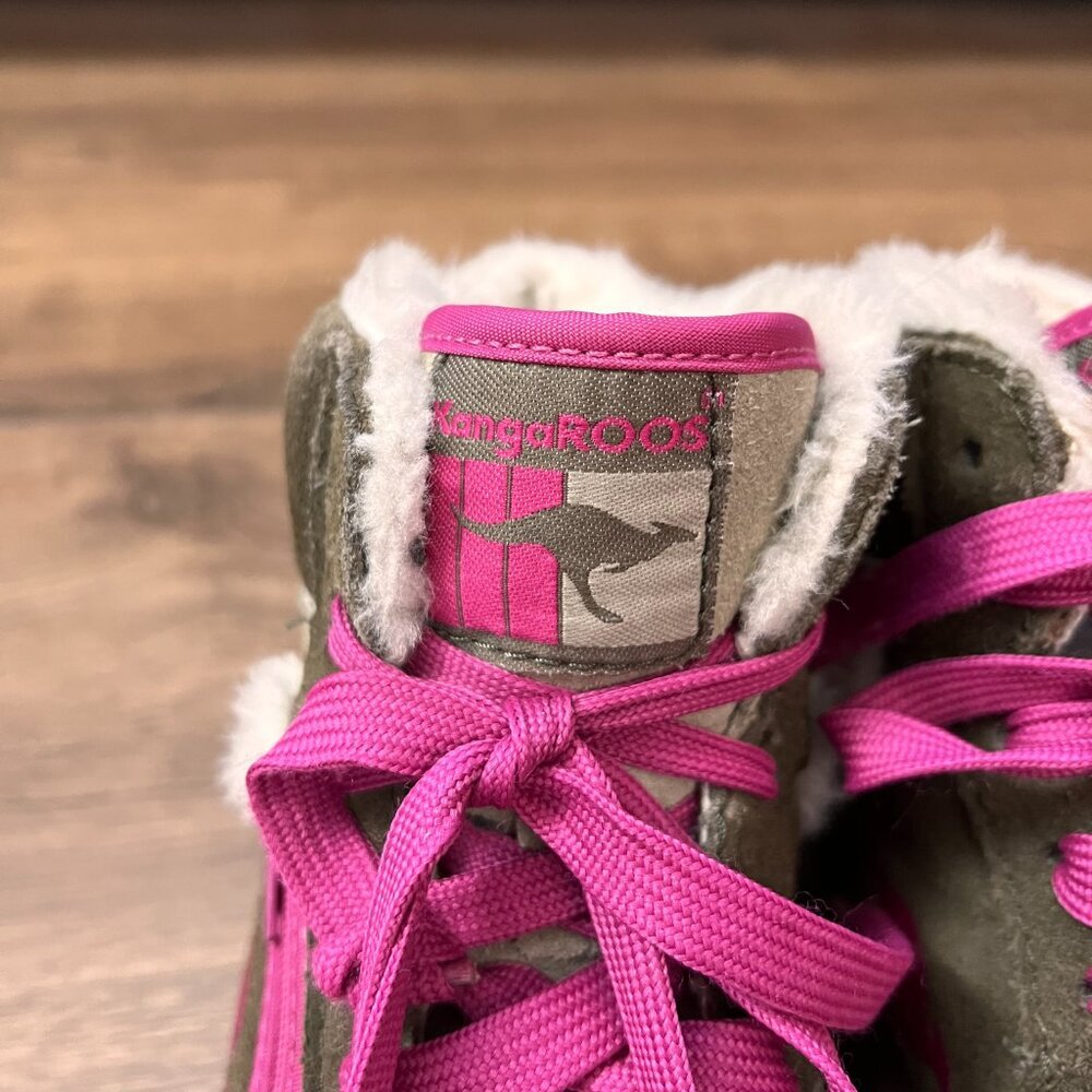 Kangaroos 'Roocicles' Leather Suede Pink High Top  Shearling Lined Snow Sneakers - Picture 4 of 11